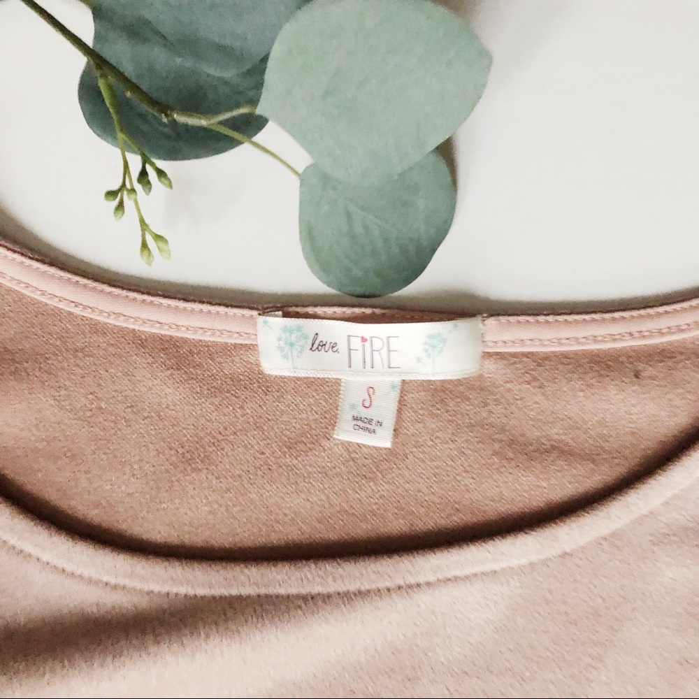 🍍Love Fire faux suede light pink/nude top - Picture 2 of 5